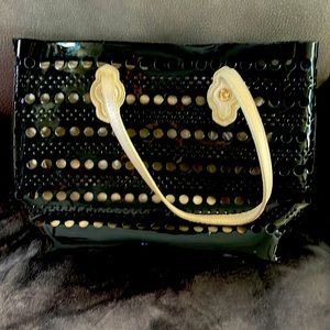 Boutique Dotted Lace Tote Black/Ecru - Spartina 449